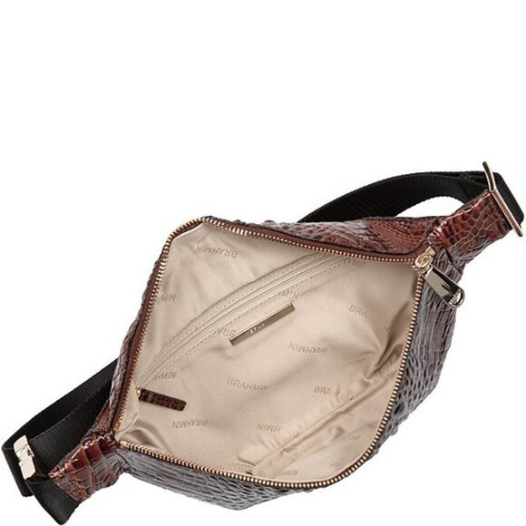 Brahmin Croc-Embossed Brown Belt Bag - Picture 5 of 6
